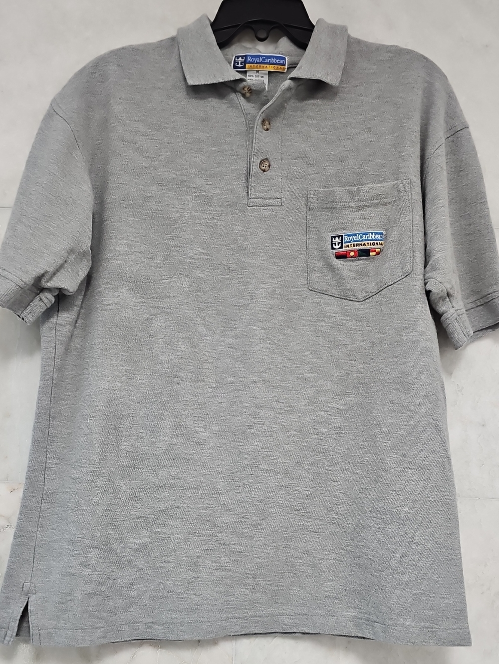Royal Caribbean Men’s Gray Short-Sleeve Polo with Chest Pocket Patch